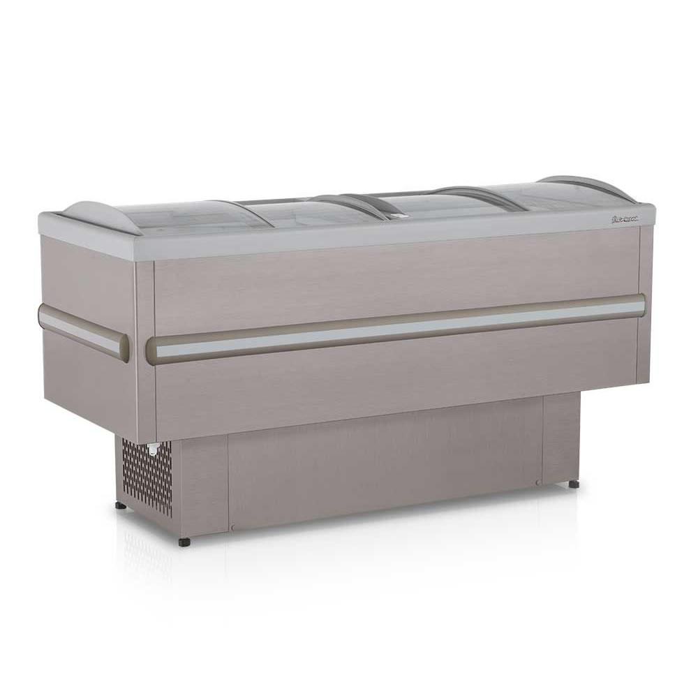 Expositor Ilha Vip Vidro Curvo Deslizante - Colarinho PVC GESV-190 Gelopar