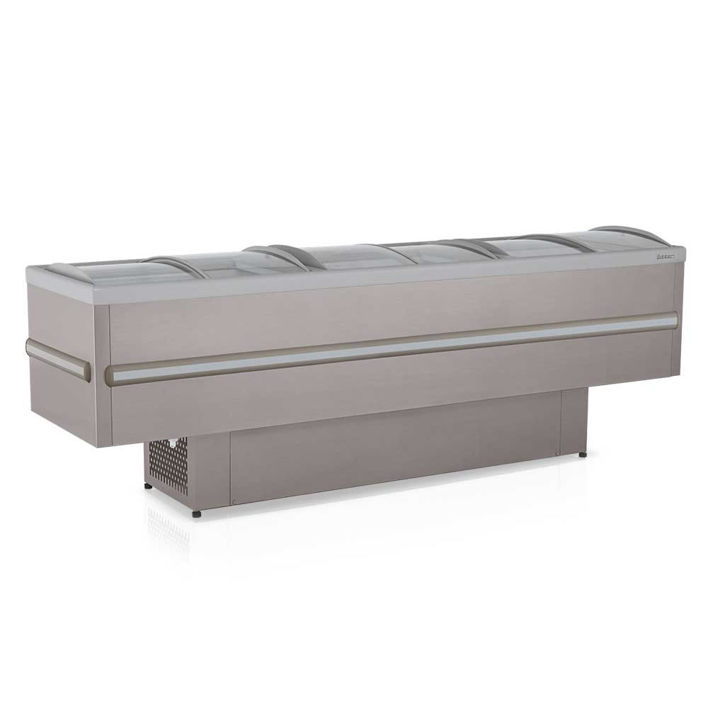 Expositor Ilha Vip Vidro Curvo Deslizante - Colarinho PVC GESV-290 Gelopar