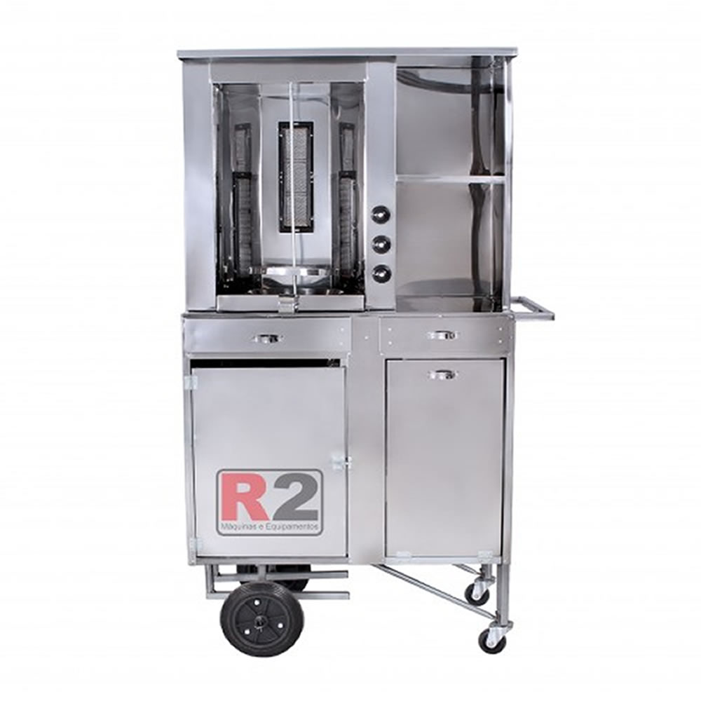 Carrinho de Churrasco Grego Manual 1 Espeto Inox R2