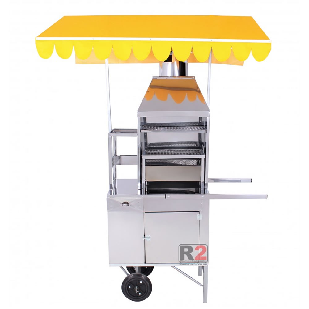 Carrinho de Churrasco com Churrasqueira de 44cm Inox R2