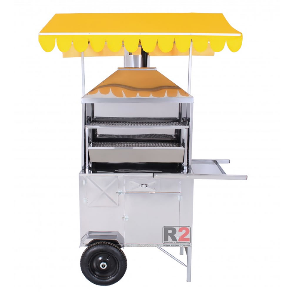 Carrinho de Churrasco com Churrasqueira de 80cm Inox R2