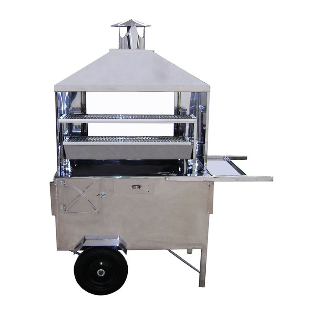 Carrinho de Churrasco com Churrasqueira de 90cm e Vidro Inox R2
