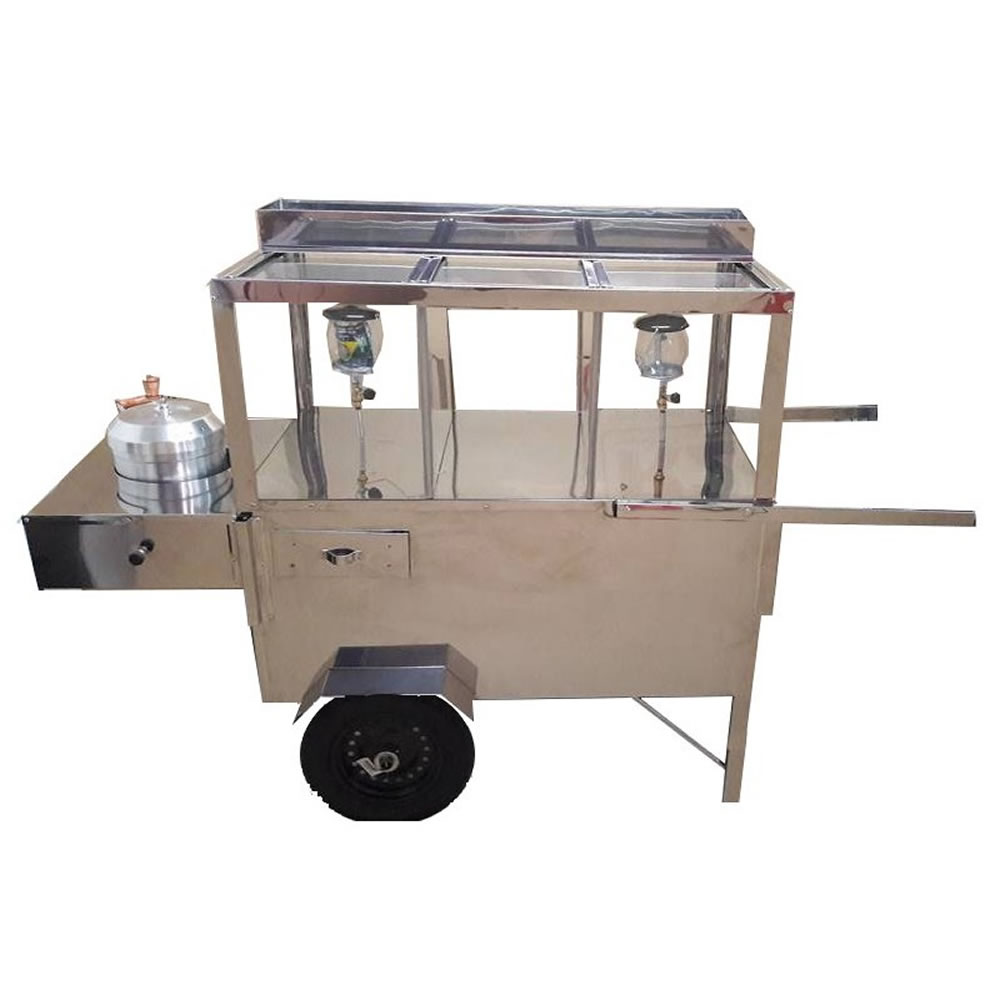Carrinho de Pipoca 3 Divisórias Com Panela Pipoqueira - Inox Vidro Temperado R2